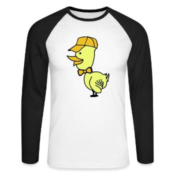Bonnet de canard - T-shirt baseball manches longues Homme - blanc/noir - Devant - Nik (191cm)