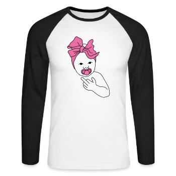 baby middlefinger pink - Unisex Baseballshirt langarm - Weiß/Schwarz - Vorne - Nik (191cm)