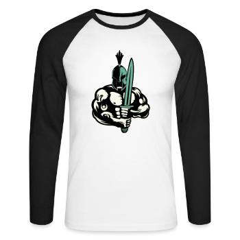 Guerrier de Sparte - T-shirt baseball manches longues Homme - blanc/noir - Devant - Nik (191cm)