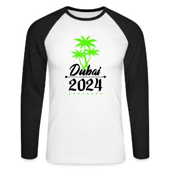 dubai 2024 palmen - Unisex Baseballshirt langarm - Weiß/Schwarz - Vorne - Nik (191cm)