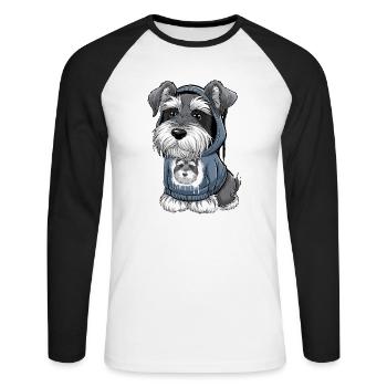 Schnauzer Hund für einen Schnauzerbesitzer - Unisex Baseballshirt langarm - Weiß/Schwarz - Vorne - Nik (191cm)