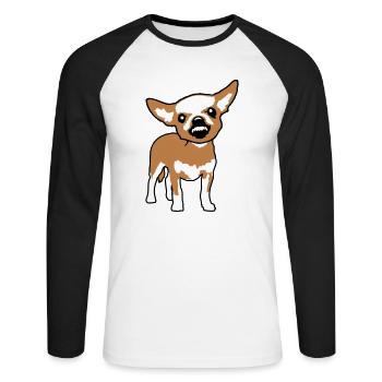 Chihuahua Kleiner Hund Böse Knirschen Nervig Wut - Unisex Baseballshirt langarm - Weiß/Schwarz - Vorne - Nik (191cm)