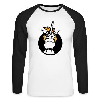 Unicorn Silly Funny Funny Funny Hole Cartoon - Unisex Long Sleeve Baseball T-Shirt - white/black - Front - Nik (191cm)
