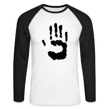 trace hand - Unisex Long Sleeve Baseball T-Shirt - white/black - Front - Nik (191cm)