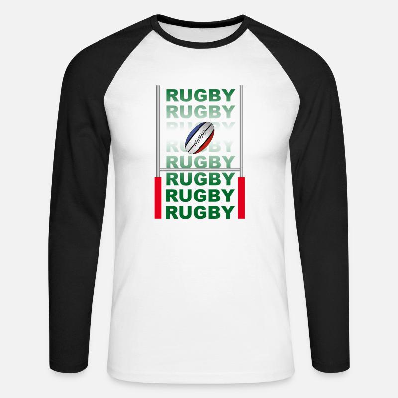 rugby - Unisex Long Sleeve Baseball T-Shirt - white/black