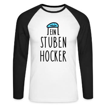 Zuhause Sprüche home office - Unisex Baseballshirt langarm - Weiß/Schwarz - Vorne - Nik (191cm)