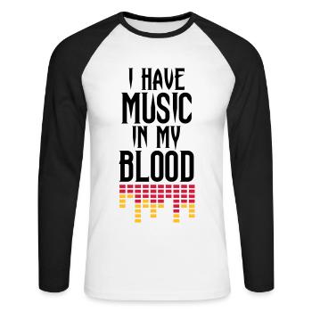 I have music is my blood - Unisex Long Sleeve Baseball T-Shirt - white/black - Front - Nik (191cm)