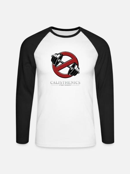 NO WEIGHTS ALLOWED - CALISTHENICS - Street Workout - Unisex Baseballshirt langarm - Weiß/Schwarz