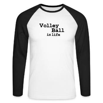 volleyball is life - Unisex Long Sleeve Baseball T-Shirt - white/black - Front - Nik (191cm)