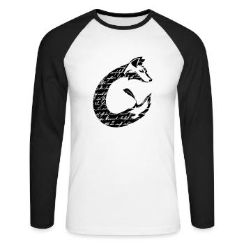 Fuchs Schrift C-Form Silhouette, schwarz - Unisex Baseballshirt langarm - Weiß/Schwarz - Vorne - Nik (191cm)