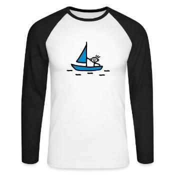 Stick figure sailing - V2 - Unisex Long Sleeve Baseball T-Shirt - white/black - Front - Nik (191cm)