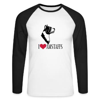 americanstaffy0d - T-shirt baseball manches longues Homme - blanc/noir - Devant - Nik (191cm)