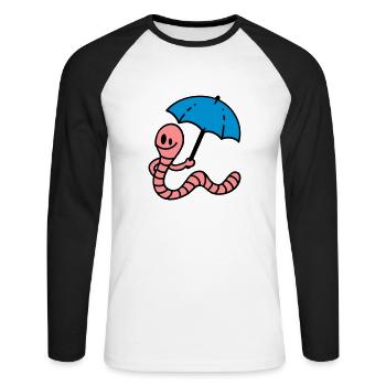 Earthworm - T-shirt baseball manches longues Homme - blanc/noir - Devant - Nik (191cm)