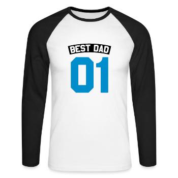 Best Dad - Unisex Baseballshirt langarm - Weiß/Schwarz - Vorne - Nik (191cm)