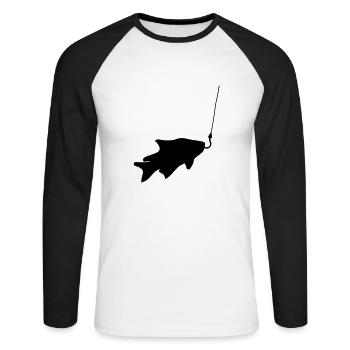 caught fish fishing swim sea koeder fish - Unisex Long Sleeve Baseball T-Shirt - white/black - Front - Nik (191cm)