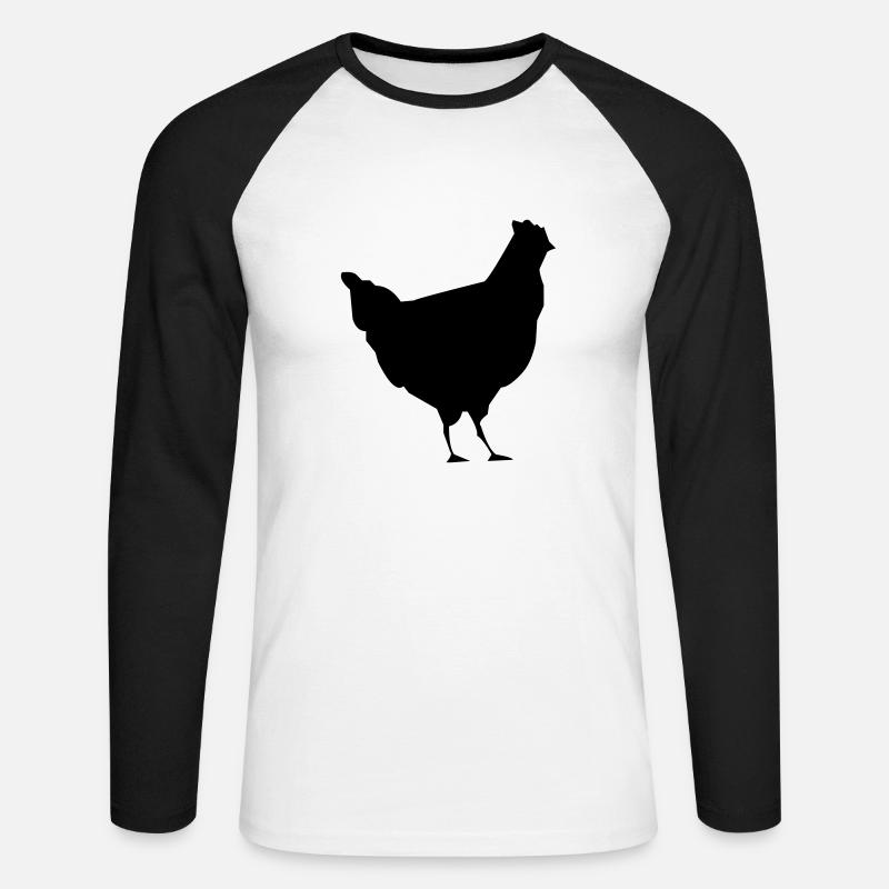 bauernhof hahn huhn vogel - Unisex Baseballshirt langarm - Weiß/Schwarz