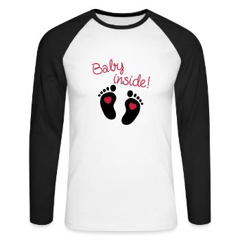 Baby Inside - Unisex Long Sleeve Baseball T-Shirt - white/black - Front - Nik (191cm)