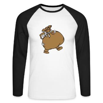 muell umzug transportieren schwer tragengeldsack b - Unisex Baseballshirt langarm - Weiß/Schwarz - Vorne - Nik (191cm)