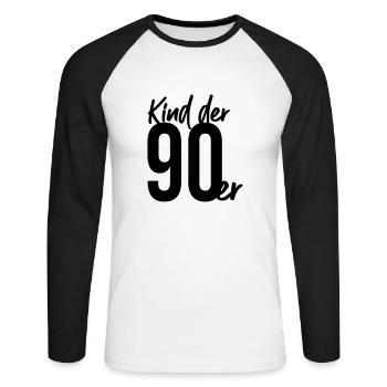 Child of the 90s - Unisex Long Sleeve Baseball T-Shirt - white/black - Front - Nik (191cm)