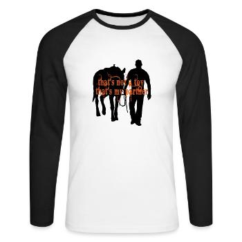 its_not_a_toy - Unisex Baseballshirt langarm - Weiß/Schwarz - Vorne - Nik (191cm)