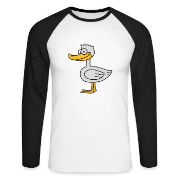 Duck - Unisex Long Sleeve Baseball T-Shirt - white/black - Front - Nik (191cm)