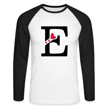 Großbuchstabe E mit Herzen - Unisex Baseballshirt langarm - Weiß/Schwarz - Vorne - Nik (191cm)