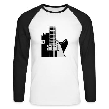 Music Instrument Guitar - Musician T-shirt Designs - Unisex Long Sleeve Baseball T-Shirt - white/black - Front - Nik (191cm)