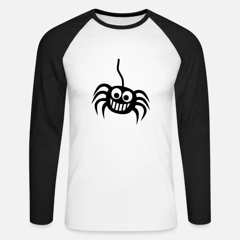 Spinne - Unisex Baseballshirt langarm - Weiß/Schwarz