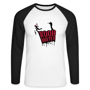 Shooter Noob Hunter Blut Tropfen Graffiti - Unisex Baseballshirt langarm - Weiß/Schwarz - Vorne - Nik (191cm)