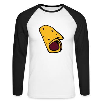 crepe galette saucisse - T-shirt baseball manches longues Homme - blanc/noir - Devant - Nik (191cm)