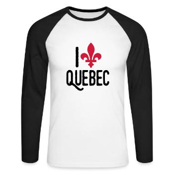quebec - Unisex Baseballshirt langarm - Weiß/Schwarz - Vorne - Nik (191cm)