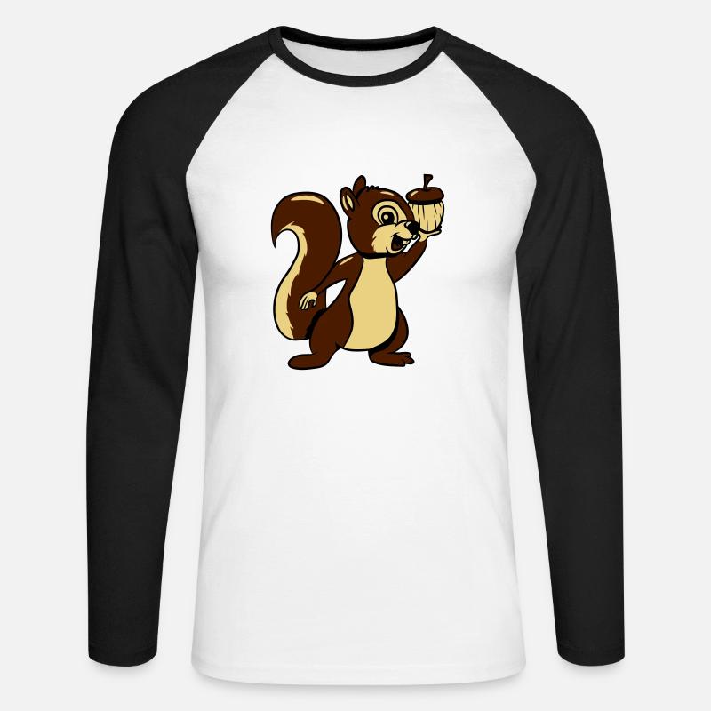 Eichhörmchen futter freude lieb - Unisex Baseballshirt langarm - Weiß/Schwarz