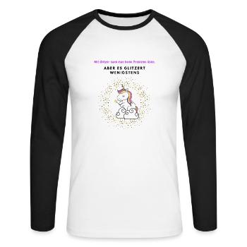 Glitzer - Unisex Baseballshirt langarm - Weiß/Schwarz - Vorne - Nik (191cm)