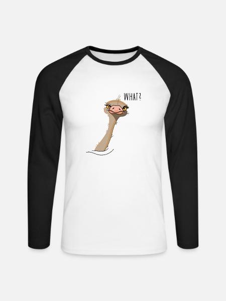 Vogel Strauß lustig - Unisex Baseballshirt langarm - Weiß/Schwarz