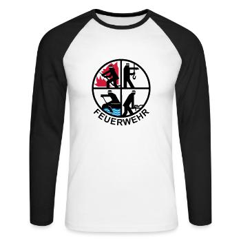 Feuerwehr 4 Logo 1 - Unisex Baseballshirt langarm - Weiß/Schwarz - Vorne - Nik (191cm)