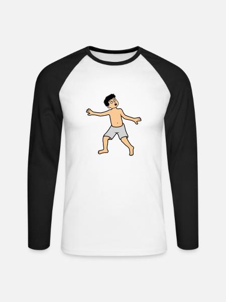 Boy is afraid - Unisex Long Sleeve Baseball T-Shirt - white/black