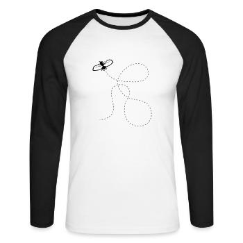 Fliege Gestrichelte Linie - Unisex Baseballshirt langarm - Weiß/Schwarz - Vorne - Nik (191cm)