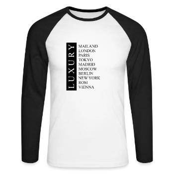 LUXURY CITY - Unisex Baseballshirt langarm - Weiß/Schwarz - Vorne - Nik (191cm)