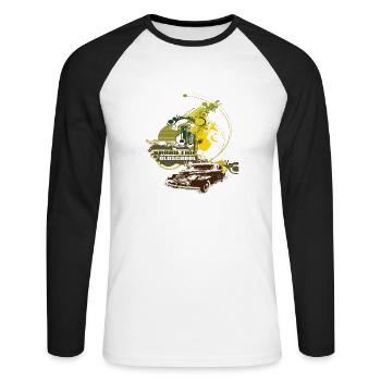 Vieille école - T-shirt baseball manches longues Homme - blanc/noir - Devant - Nik (191cm)