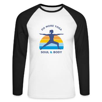 Soul and body. Do more yoga - Unisex Long Sleeve Baseball T-Shirt - white/black - Front - Nik (191cm)