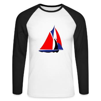 Französisches Segelboot - Unisex Baseballshirt langarm - Weiß/Schwarz - Vorne - Nik (191cm)