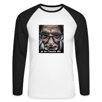 je te l avais dis - T-shirt baseball manches longues Homme - blanc/noir - Devant - Nik (191cm)