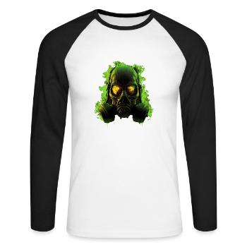 Gasmaske Grün - Unisex Baseballshirt langarm - Weiß/Schwarz - Vorne - Nik (191cm)