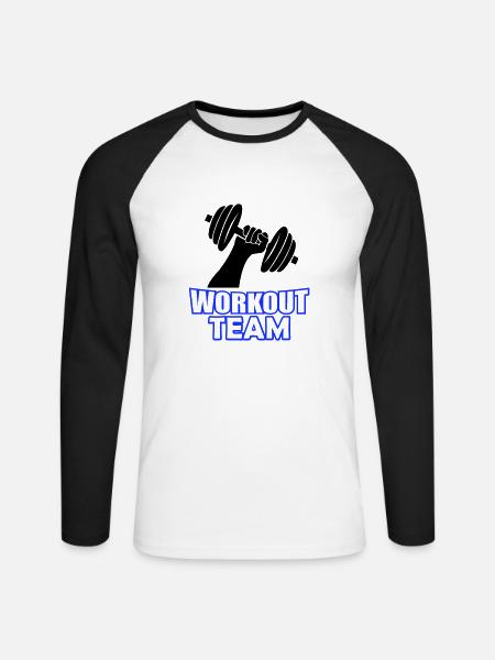 workout team - Unisex Baseballshirt langarm - Weiß/Schwarz