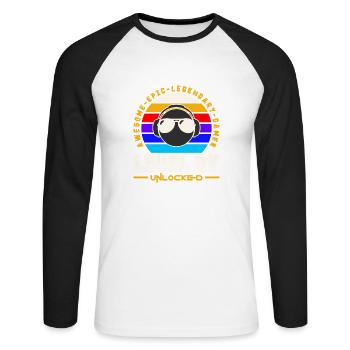 Level 27 - Unisex Long Sleeve Baseball T-Shirt - white/black - Front - Nik (191cm)