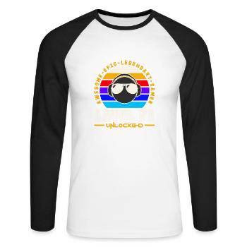 Level 71 - Unisex Long Sleeve Baseball T-Shirt - white/black - Front - Nik (191cm)