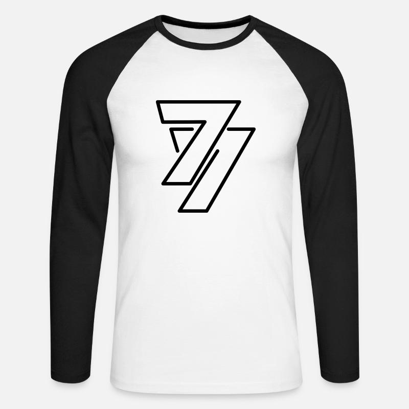 77 - Unisex Baseballshirt langarm - Weiß/Schwarz