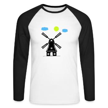 Moulin à vent - T-shirt baseball manches longues Homme - blanc/noir - Devant - Nik (191cm)