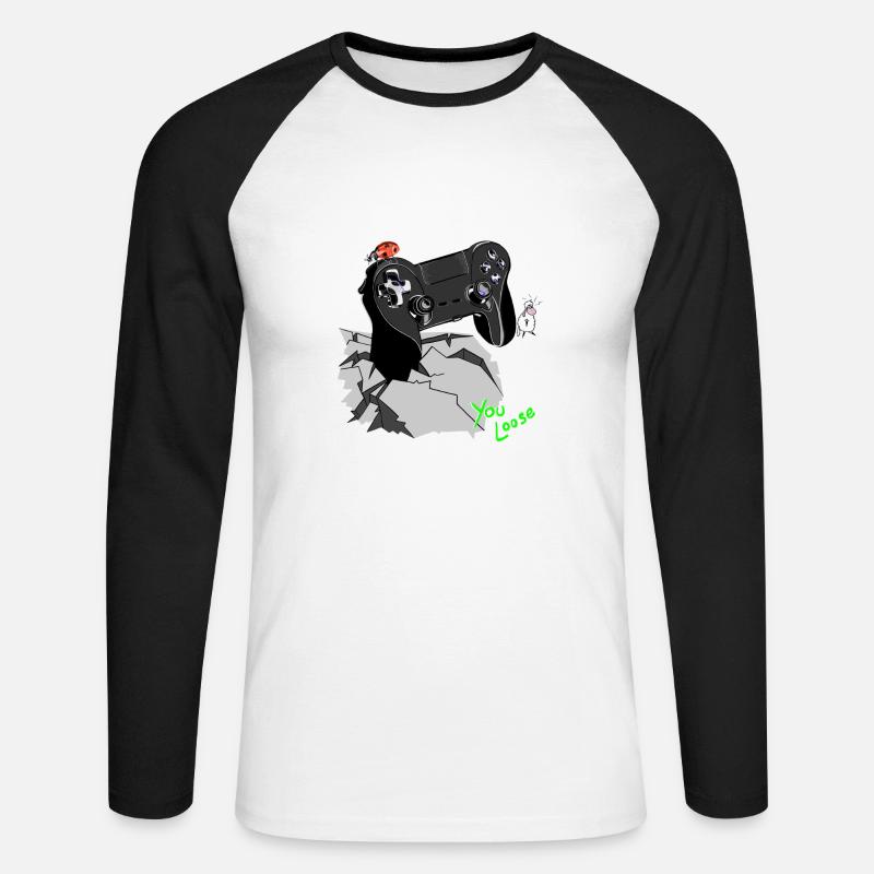 Controller Gamepad Wolly Sheepling - Unisex Baseballshirt langarm - Weiß/Schwarz