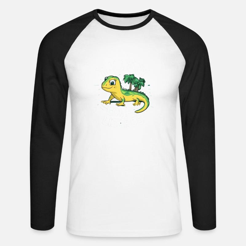 This Guy Loves Lizards - Unisex Baseballshirt langarm - Weiß/Schwarz